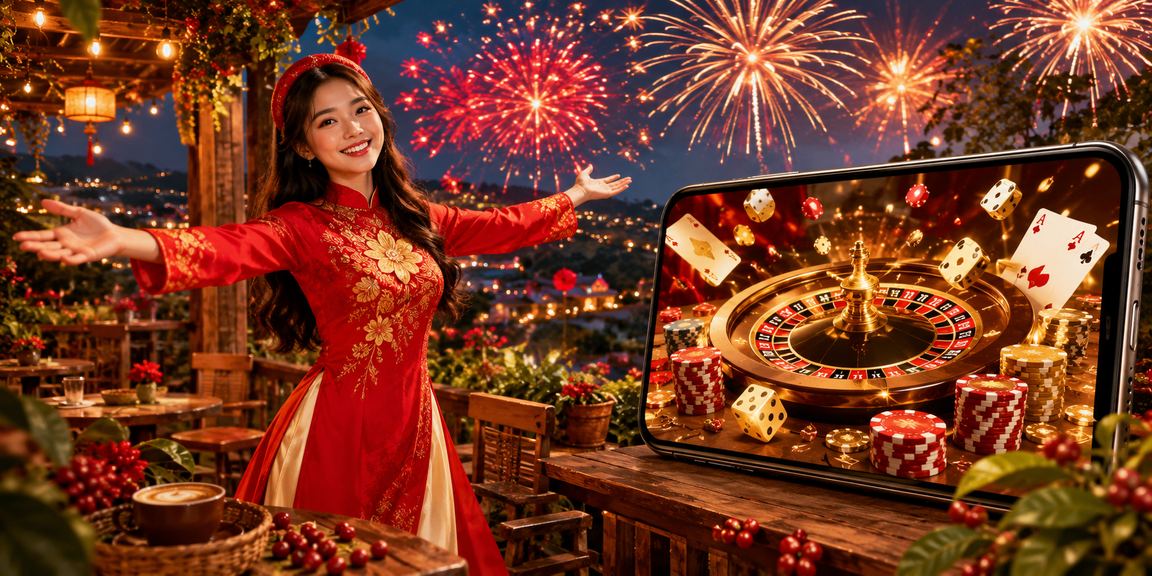 Người phụ nữ mặc áo dài chơi casino trên điện thoại di động tại Đà Lạt
