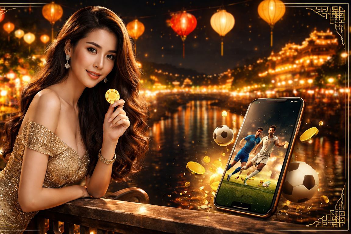 Người hâm mộ bóng đá tại Huế xem trận đấu và đặt cược trực tuyến vào ban đêm tại chợ đêm địa phương